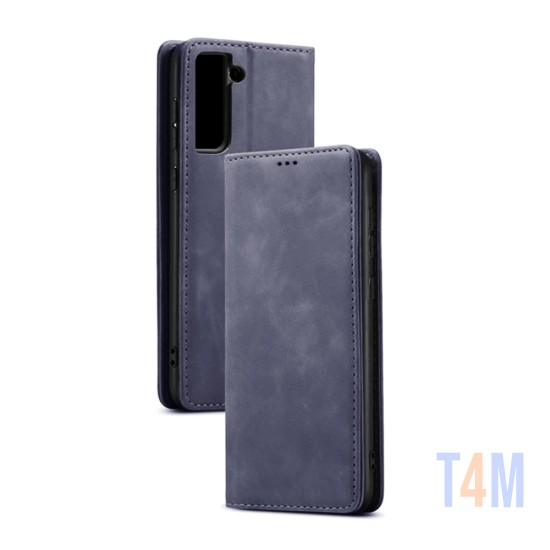 LEATHER FLIP COVER WITH INTERNAL POCKET FOR SAMSUNG GALAXY S22 PLUS BLUE